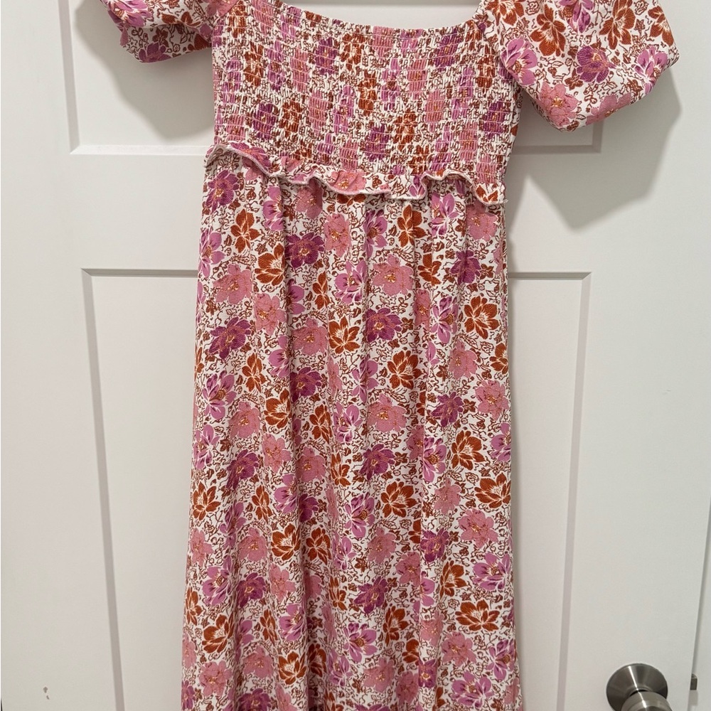 Altar'd State Pink and Red Puff Sleeve Sundress